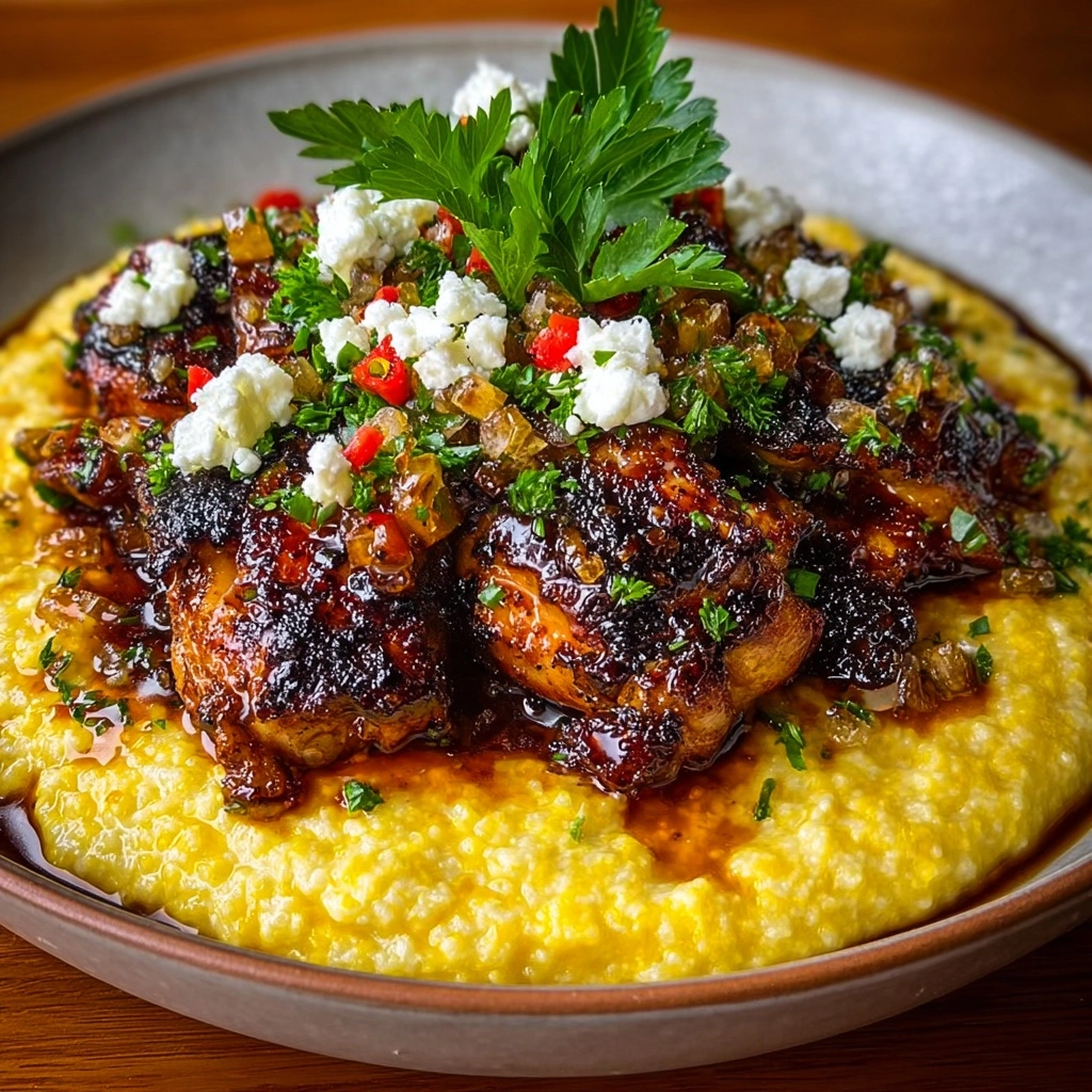 Sticky Apricot Dijon Chicken Thighs with Whipped Feta Mash Recipe - Recipe Image