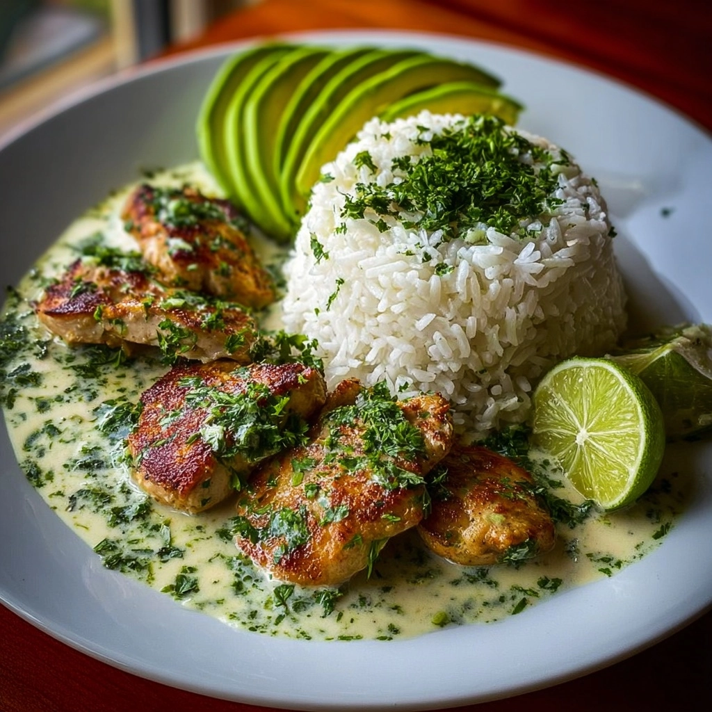 Creamy Honey Lime Chicken with Coconut Rice & Avocado Crema Recipe