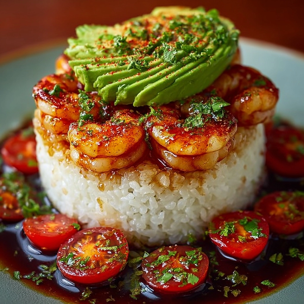 Honey Lime Shrimp & Avocado Rice Stack Recipe 3 Honey Lime Shrimp & Avocado Rice Stack Recipe - Recipe Image
