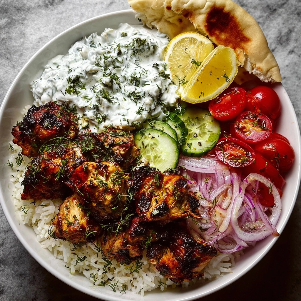 Greek Chicken Souvlaki Bowls with Whipped Feta & Tzatziki Recipe