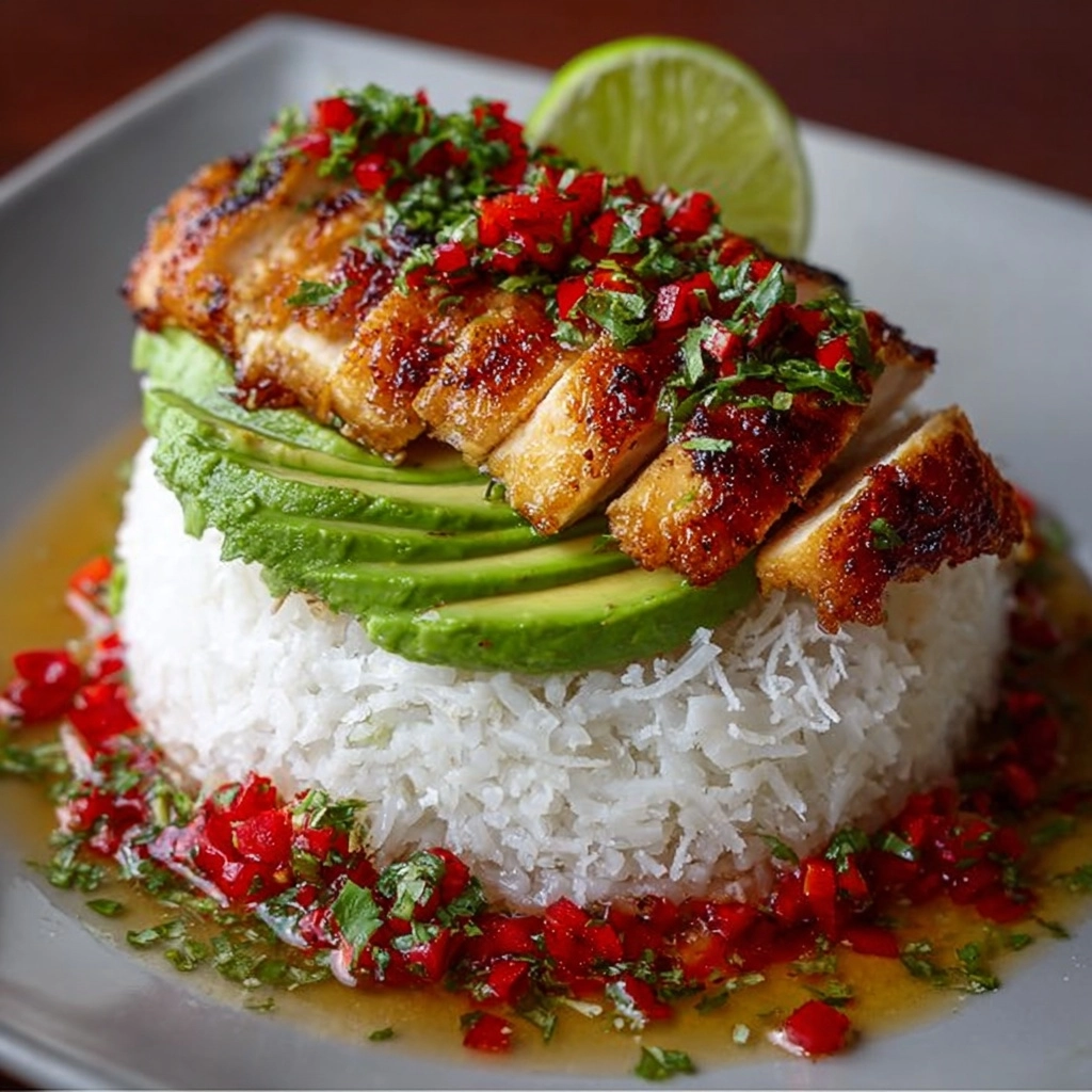 Honey Lime Chicken & Coconut Rice Stack Recipe