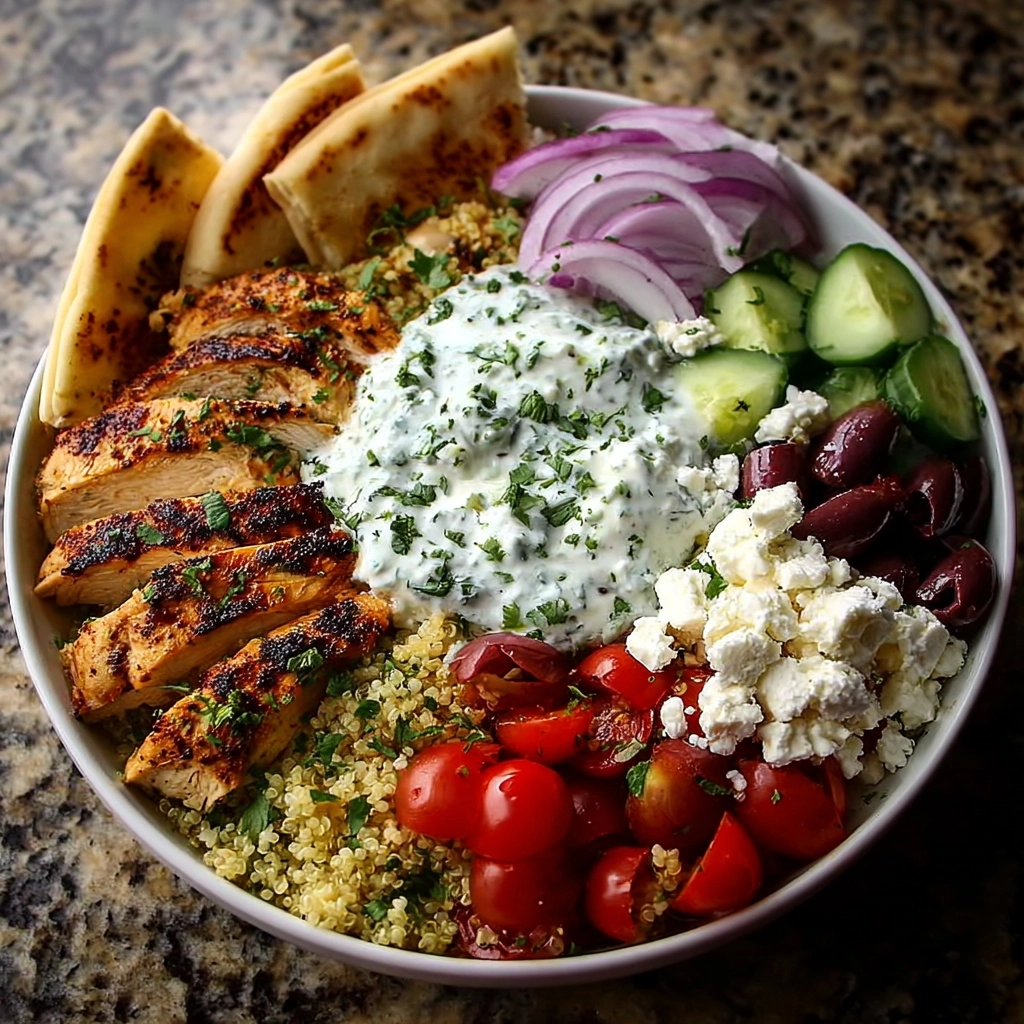 Greek Chicken Gyro Bowls with Creamy Feta Sauce Recipe - Recipe Image