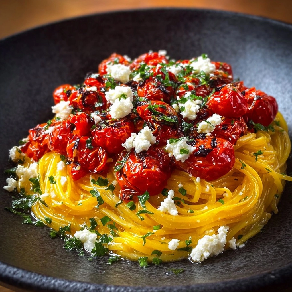 Creamy Roasted Tomato Pasta with Feta Recipe - Recipe Image