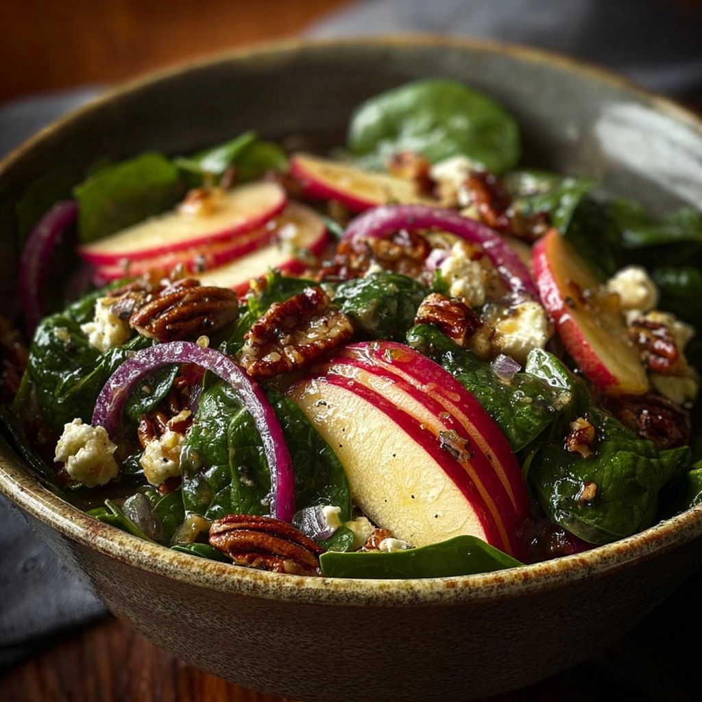 Warm Spinach Apple Walnut Salad Recipe 3 Warm Spinach Apple Walnut Salad Recipe - Recipe Image