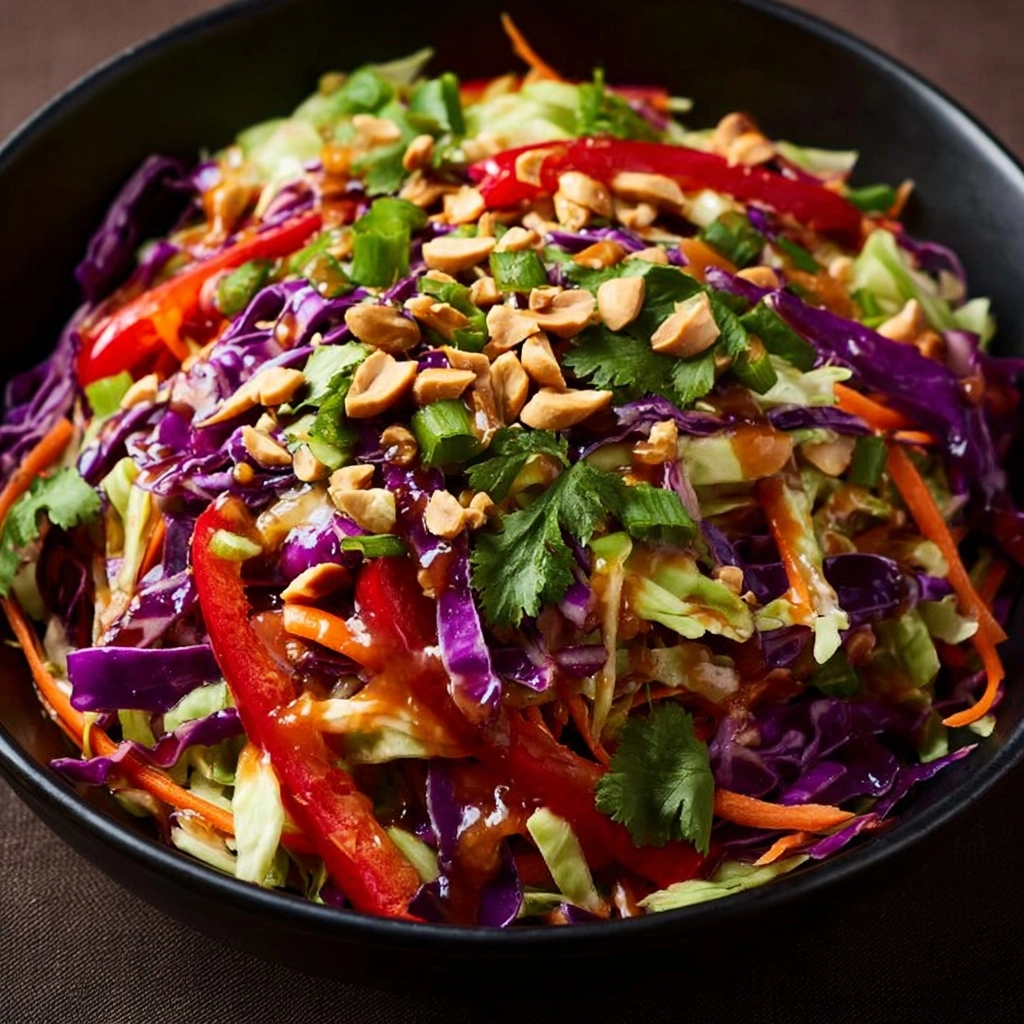 Thai Crunchy Veggie Salad with Peanut Sauce Recipe - Recipe Image