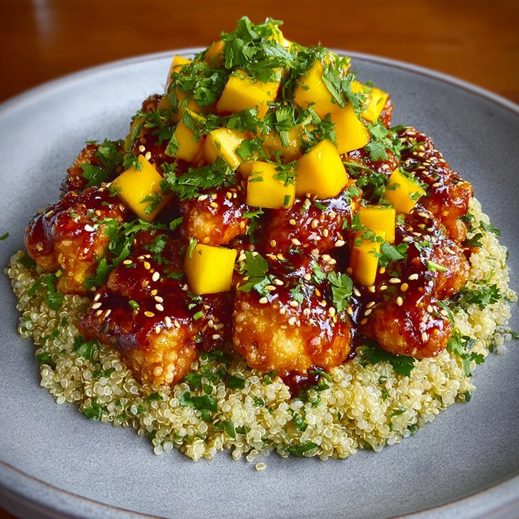 Honey Lime Chicken & Mango Cilantro Quinoa Stack Recipe