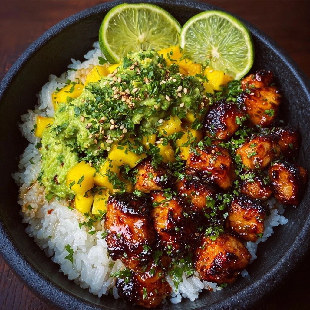 Honey Lime Chicken & Mango Guacamole Rice Stack Recipe - Recipe Image
