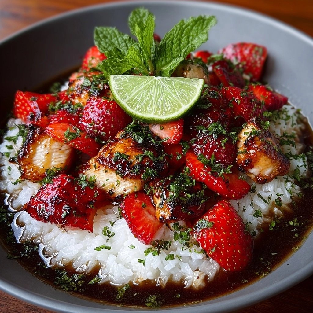 Honey Lime Chicken & Strawberry Avocado Rice Stack Recipe - Recipe Image