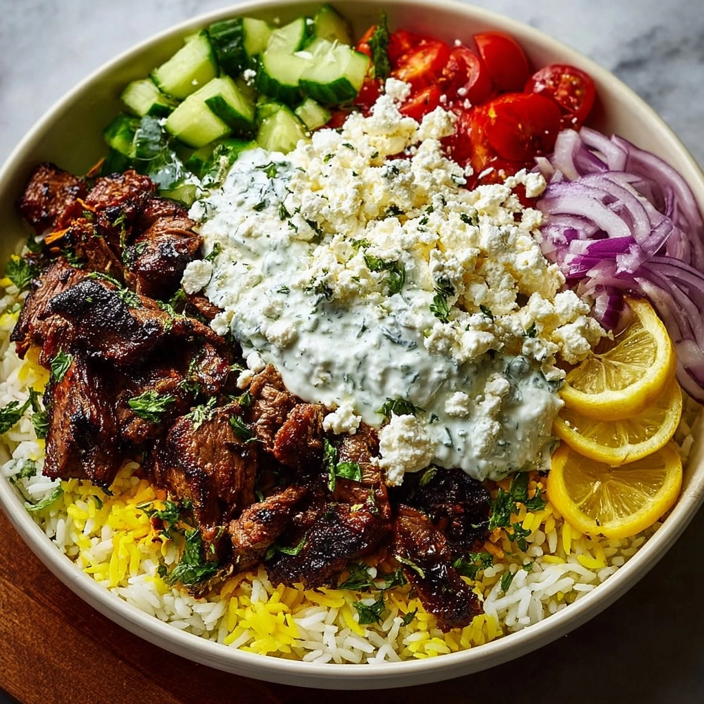 Greek Chicken Gyro Bowls with Yogurt Feta Sauce Recipe