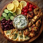 Greek Chicken Souvlaki Grazing Board with Feta Dip Recipe
