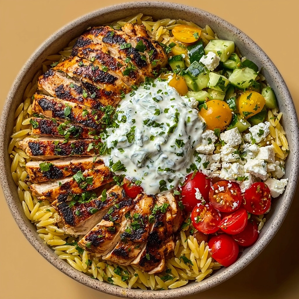 Lemon Dijon Chicken Orzo Bowl with Whipped Goat Cheese Recipe - Recipe Image