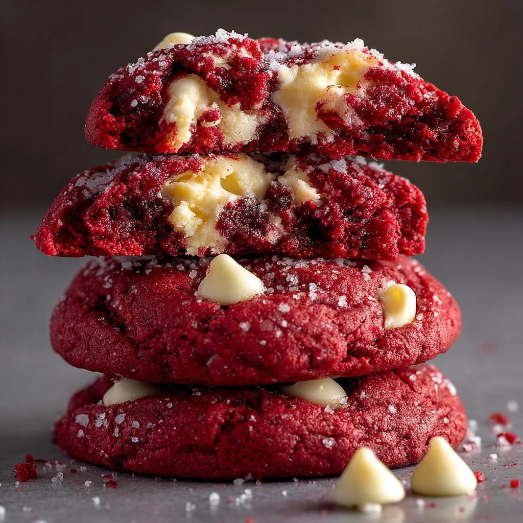 Red Velvet White Chocolate Cheesecake Cookies Recipe - Recipe Image