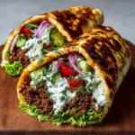 Greek Beef Wraps with Lemon Dill Yogurt & Feta Recipe