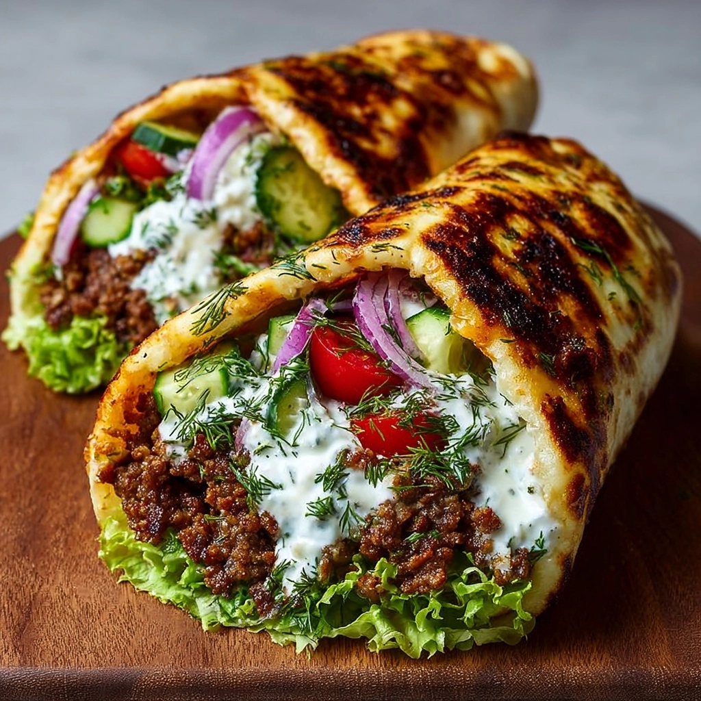 Greek Beef Wraps with Lemon Dill Yogurt & Feta Recipe - Recipe Image