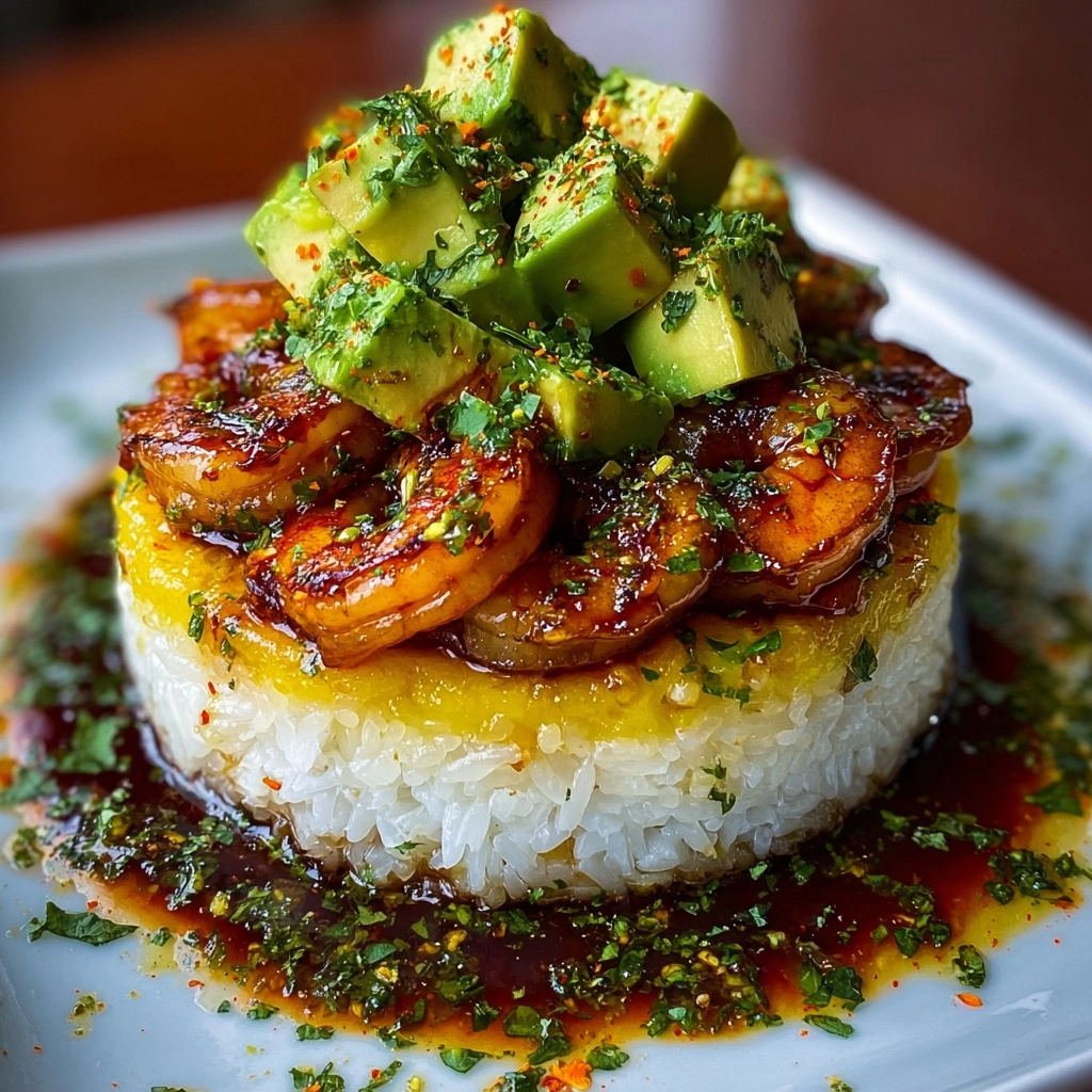 Rice Stack with Cilantro Hot Honey Sauce Recipe - Recipe Image