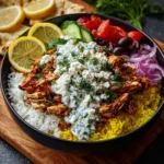 Greek Chicken Gyro Bowl with Lemon Tzatziki Feta Recipe