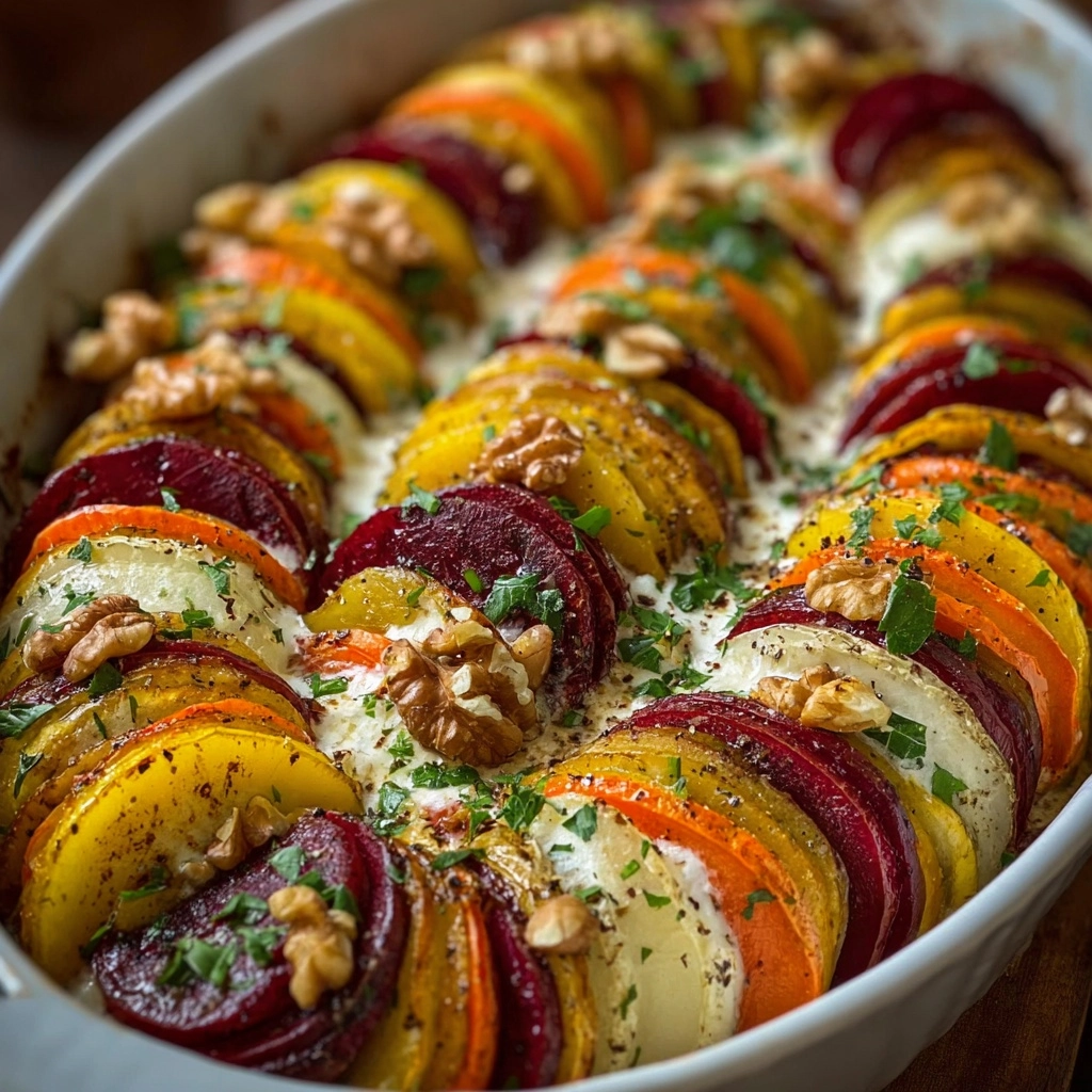 Sweet Potato & Feta Gratin with Walnuts Recipe - Recipe Image
