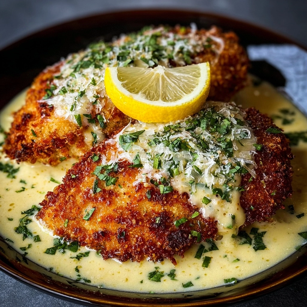 Lemon Pecorino Crusted Chicken with Creamy Lemon Sauce Recipe