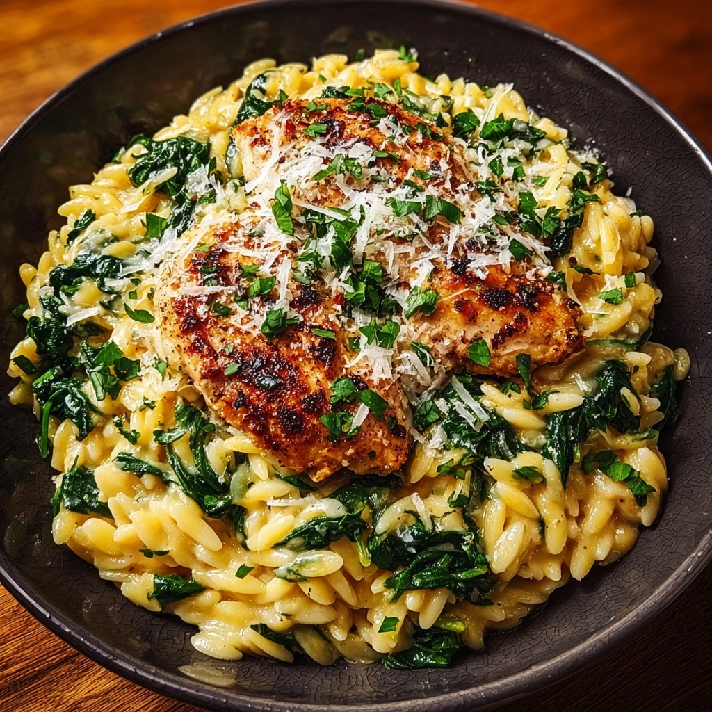 Creamy Spinach Orzo with Parmesan Recipe - Recipe Image