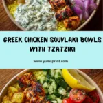 Greek Chicken Souvlaki Bowls with Tzatziki Sauce Recipe