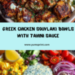Greek Chicken Souvlaki Bowls with Tahini Garlic Sauce Recipe