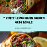 Lemon Dijon Chicken Orzo Bowl with Garlic Whipped Feta Recipe