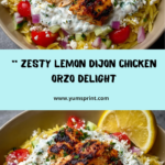 Lemon Dijon Chicken Orzo Bowl with Lemon Feta Yogurt Sauce Recipe