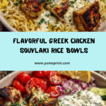 Greek Chicken Souvlaki Rice Bowls with Creamy Feta Sauce Recipe