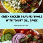 Greek Chicken Souvlaki Bowls with Yogurt Dill Sauce Recipe