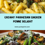 Silky Parmesan Chicken Penne with Mushrooms & Asparagus Recipe