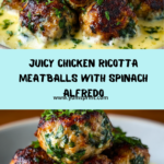 Baked Chicken Ricotta Meatballs with Spinach Alfredo Sauce Recipe