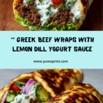 Greek Beef Wraps with Lemon Dill Yogurt & Feta Recipe