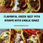 Greek Beef Pita Wraps with Garlic Yogurt Sauce Recipe
