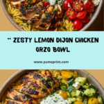 Lemon Dijon Chicken Orzo Bowl with Whipped Goat Cheese Recipe