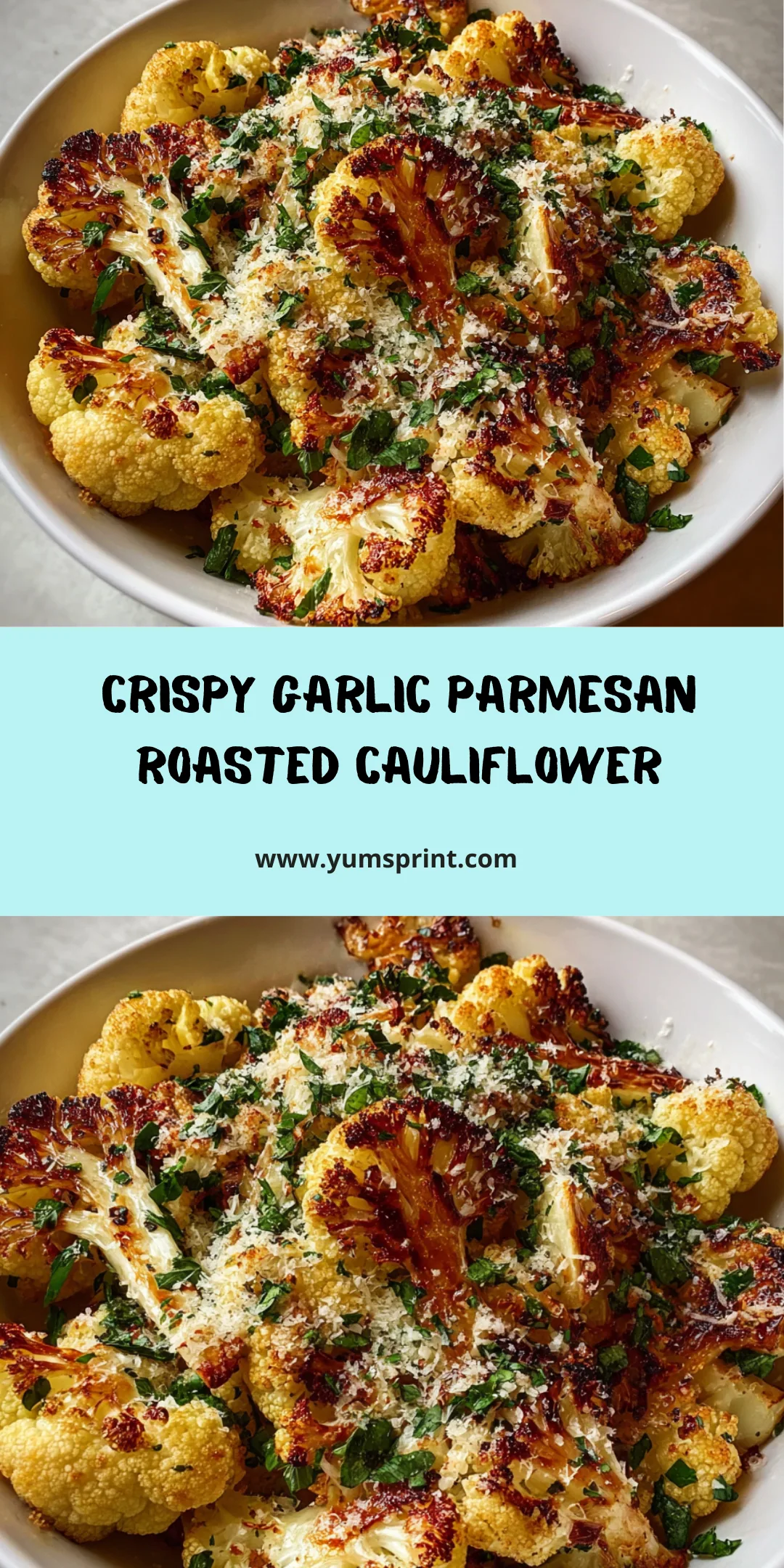 Home » Recipes » Dinner » Garlic Parmesan Roasted Cauliflower Recipe