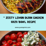 Lemon Dijon Chicken Orzo Bowl with Spicy Whipped Feta Recipe