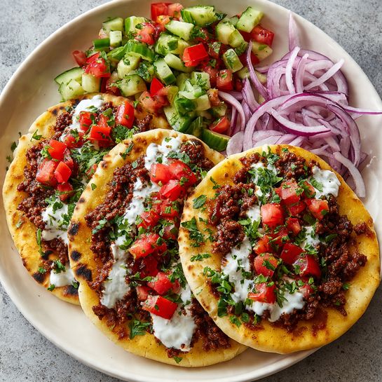 Mediterranean Ground Beef Flatbread Wraps Recipe - Recipe Image