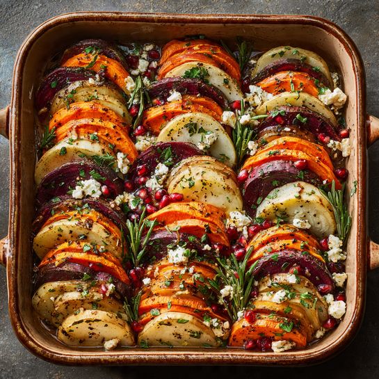 rrot Bake with Maple-Pomegranate Drizzle Recipe