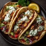 Greek Chicken Pita Wraps with Tahini Yogurt Sauce Recipe