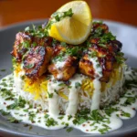 Honey Lime Chicken & Citrus Rice Stack with Garlic Yogurt Recipe