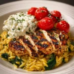 Lemon Garlic Chicken Orzo with Lemon Whipped Feta Recipe