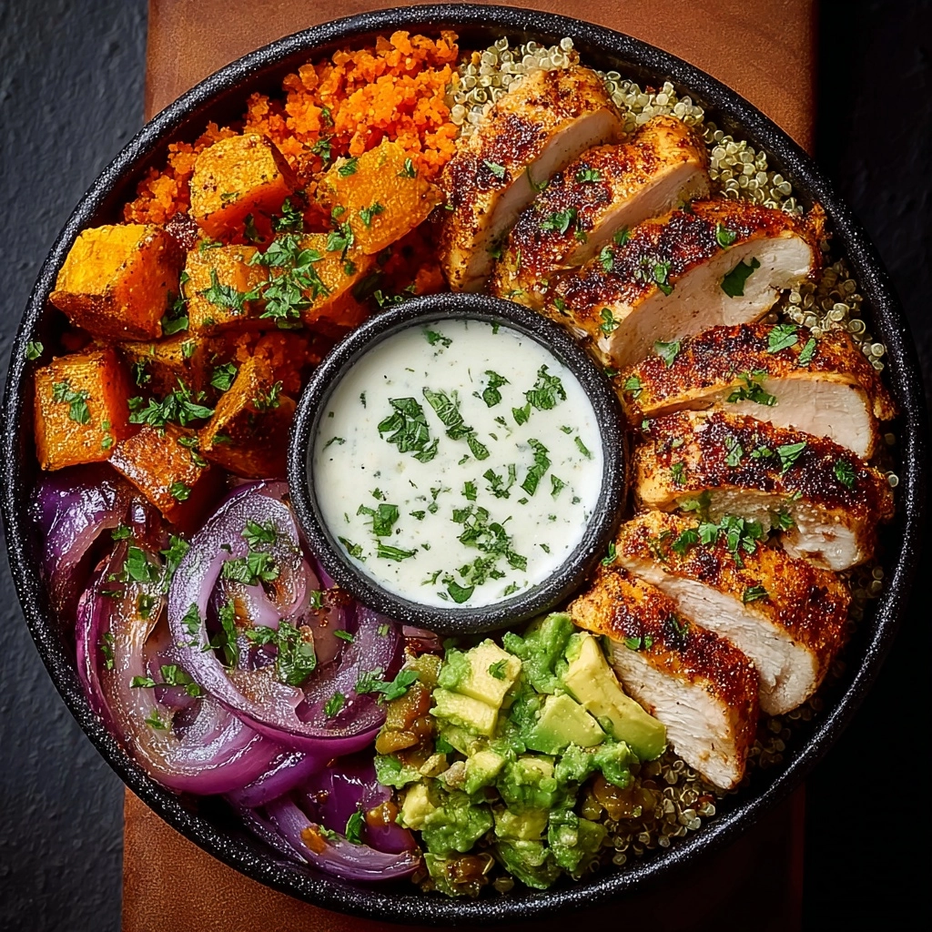 Honey Lime Chicken & Avocado Spicy Cauliflower Rice Stack Recipe