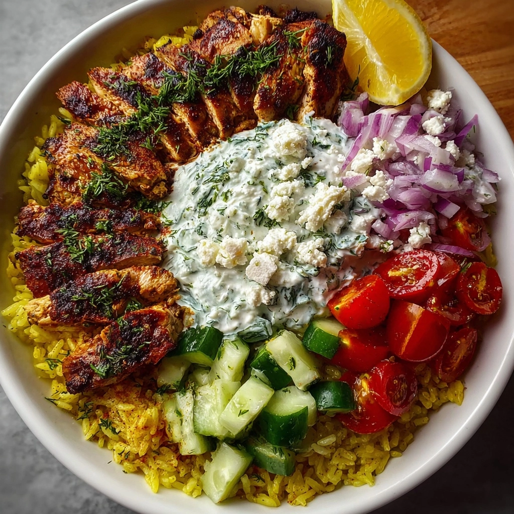 Greek Chicken Gyro Bowl with Garlic Tzatziki Feta Recipe - Recipe Image