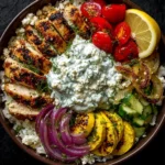 Greek Chicken Gyro Bowl with Creamy Tzatziki Feta Recipe