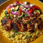 Balsamic Chicken Orzo with Roasted Veggies & Honey Feta Recipe