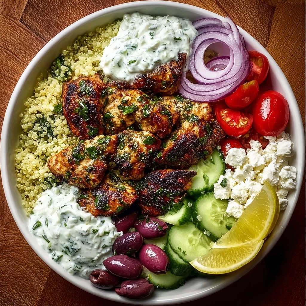 Greek Chicken Souvlaki Bowls with Honey Feta Sauce Recipe 5 Greek Chicken Souvlaki Bowls with Honey Feta Sauce Recipe - Recipe Image
