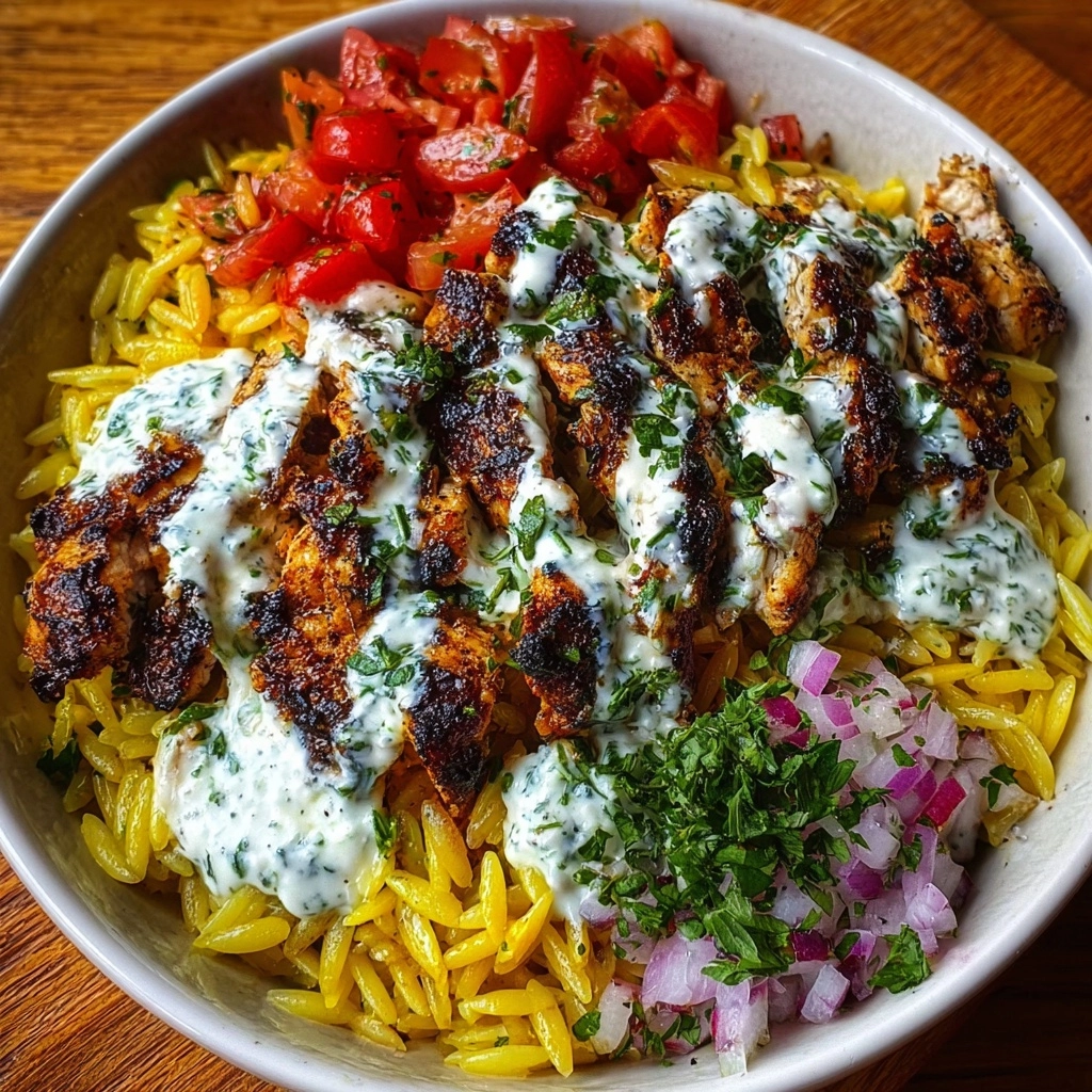 Lemon Garlic Chicken Orzo with Lemon Feta Yogurt Sauce Recipe - Recipe Image