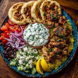 Mediterranean Chicken Pita Bowl with Lemon Feta Sauce Recipe