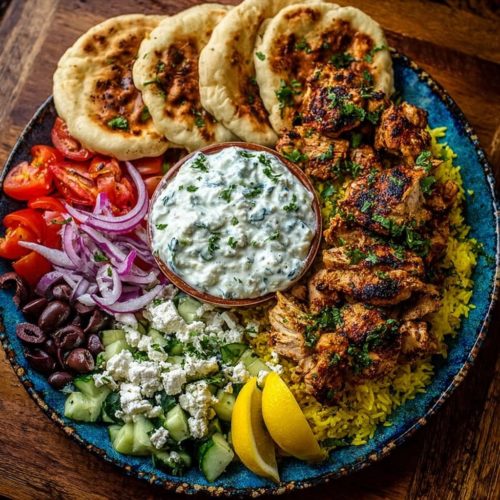 Mediterranean Chicken Pita Bowl with Lemon Feta Sauce Recipe