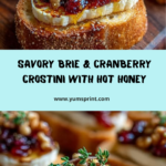 Warm Brie & Cranberry Walnut Crostini with Hot Honey Recipe